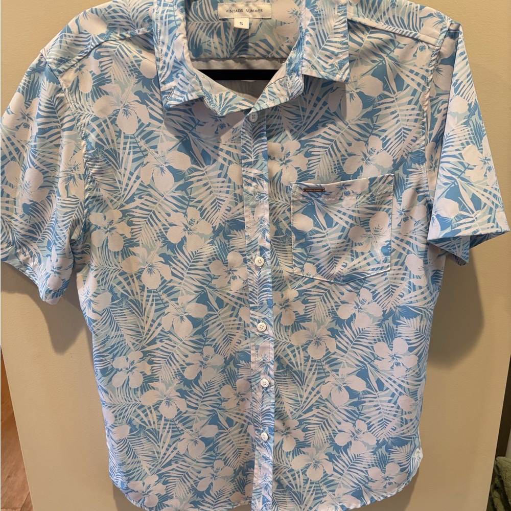Tropical Blue Floral Men's Shirt